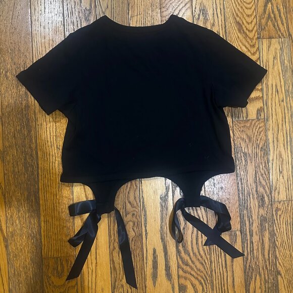 NWT Noli Shop Diana Satin Bow Shirt - Black - Picture 6 of 9